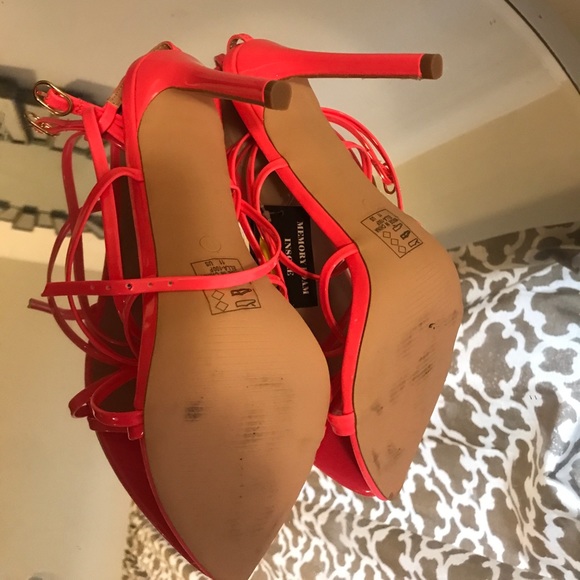 Neon Pink Strappy Heels - Picture 4 of 6